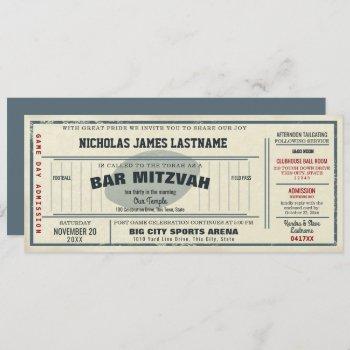 vintage football pass bar mitzvah invitation
