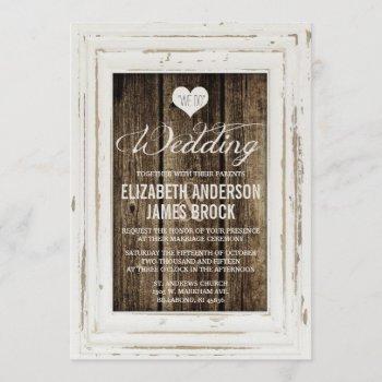 vintage frame rustic wood wedding invitation