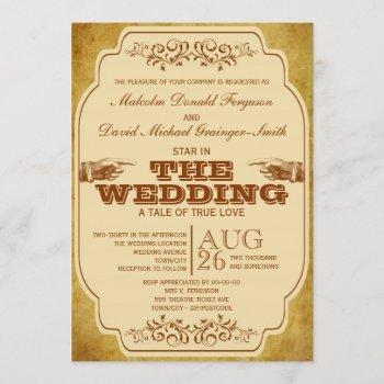 vintage gay wedding theatre production invitation