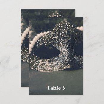 Small Vintage Glam Old Photo Masquerade Table Number Front View