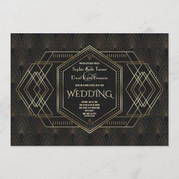 vintage gold great gatsby wedding invitation