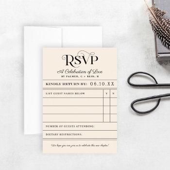 Small Vintage Library Book  Wedding Rsvp Front View