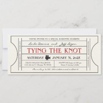vintage movie theme wedding ticket invitation