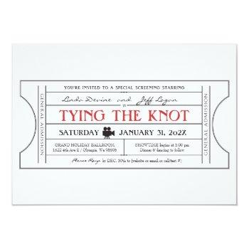 Small Vintage Movie Theme Wedding Ticket Front View