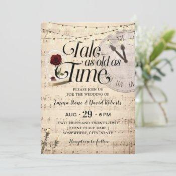 vintage music notes rose dome fairytale wedding invitation