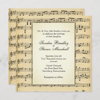 vintage music sheet wedding invitation