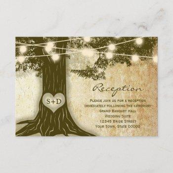 Small Vintage Oak Tree Rustic Lights Reception Info Front View