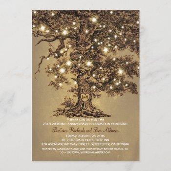 vintage old oak tree rustic wedding anniversary invitation