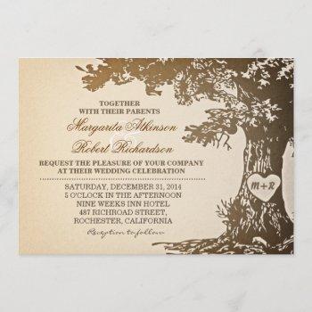 vintage old oak tree wedding invitations