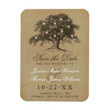 vintage old oak tree wedding save the date magnet