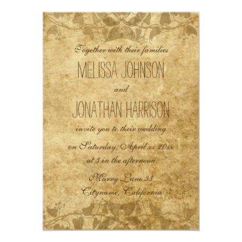 Small Vintage Paper Vines Typography Wedding Front View
