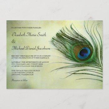 vintage peacock feather wedding invitations