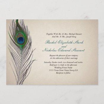 vintage peacock wedding invitation
