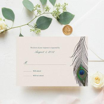 vintage peacock wedding response card