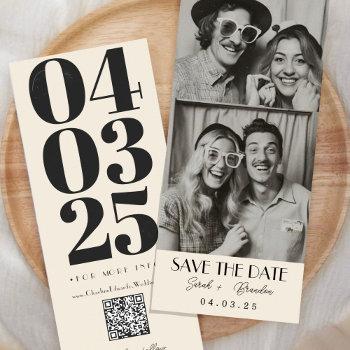 Small Vintage Photobooth Typography Qrcode Save The Date Front View