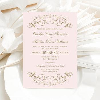 Small Vintage Pink And Antique Gold Flourish Wedding Front View