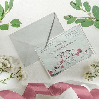 Small Vintage Pink Love Bird Cherry Blossom Wedding Front View
