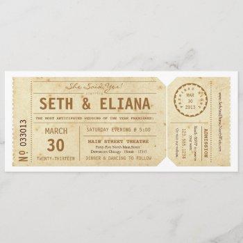 vintage playbill ticket wedding invitation