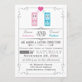 Small Vintage Poster, Cell Phone Love Wedding Front View