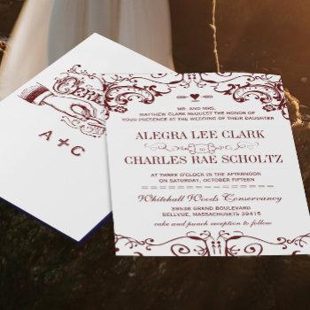 vintage red burgundy wine typography invitation