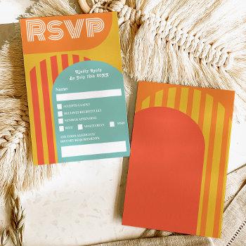 Small Vintage Retro 70s Terracotta Arch Wedding Rsvp Front View