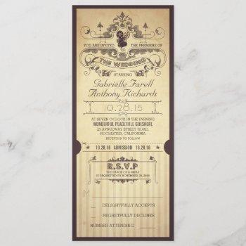 vintage retro movie tickets wedding invitations