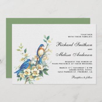 vintage romantic floral birds wedding invitation
