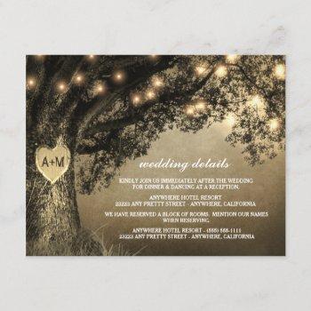 Small Vintage Rustic Carved Oak Tree Wedding Enclosure Card Front View