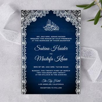 Small Vintage Rustic Lace Navy Blue Islamic Wedding Front View