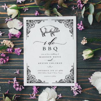 vintage rustic pig i do bbq casual wedding invitation