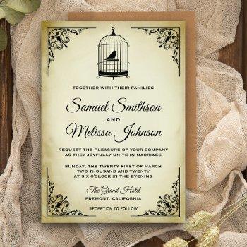 vintage shabby chic birdcage wedding invitation