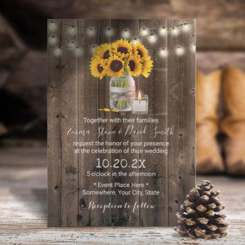 Small Vintage Sunflower Floral Jar Rustic Barn Wedding Front View