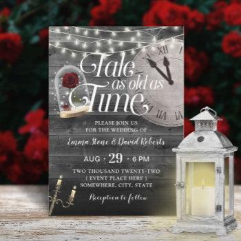 vintage tale as old as time fairytale wedding invitation