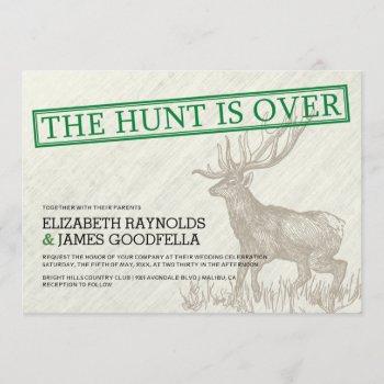 vintage the hunt is over wedding invitations