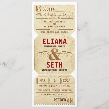 vintage theater ticket wedding invitation