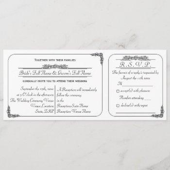 Small Vintage Ticket Style Wedding  And Rsvp Front View
