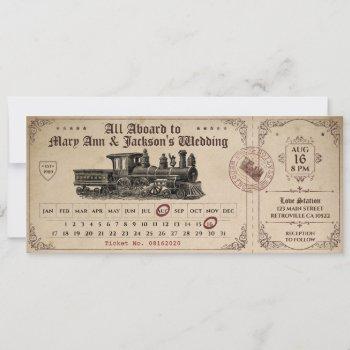 Small Vintage Train Ticket Wedding Front View