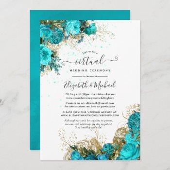 Small Vintage Turquoise And Gold Online Virtual Wedding Front View