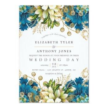 Small Vintage Turquoise And Gold Shabby Floral Wedding Front View