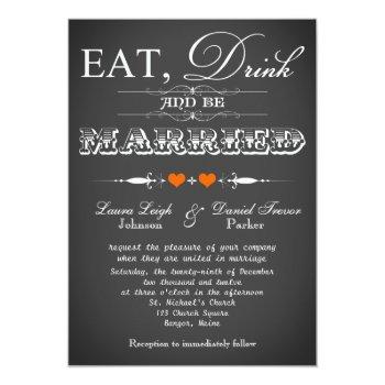 Small Vintage Typography Chalkboard Wedding Invite 7 Front View