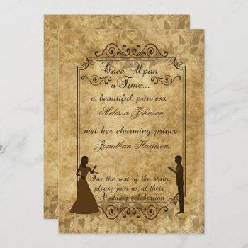 Small Vintage Wedding Bride Groom Once Upon Time Invite Front View