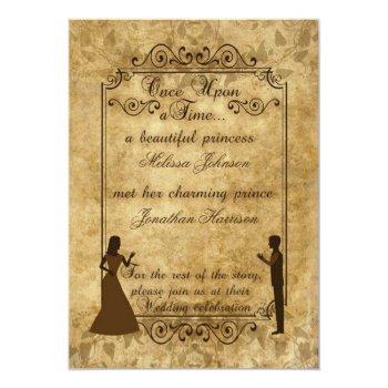 Small Vintage Wedding Bride Groom Once Upon Time Invite Front View