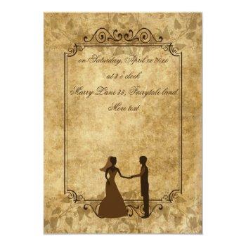 Small Vintage Wedding Bride Groom Once Upon Time Invite Back View