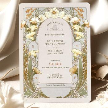 vintage wedding invitations art nouveau by mucha
