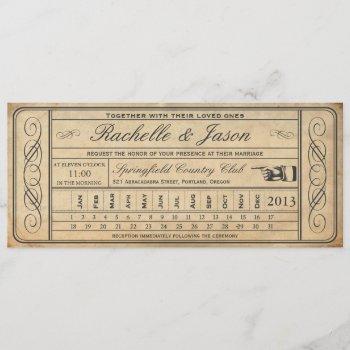 vintage wedding ticket  ii  punchout invitation