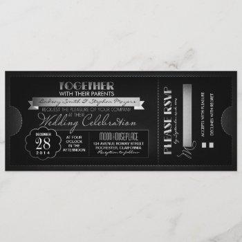 vintage wedding ticket invitation black