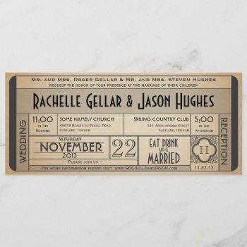 Small Vintage Wedding Ticket  Iv -- 40s Era Front View