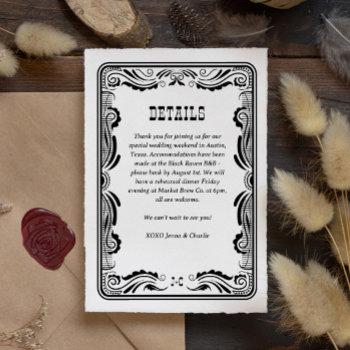 Small Vintage Western Cowboy Country Wedding Details Rsvp Front View