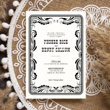 vintage western cowboy rustic country wedding invitation