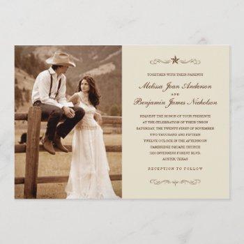 vintage western photo wedding invitations